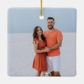 Save the Date Romantisch paar Foto van Kerstmis Keramisch Ornament (Achterkant)