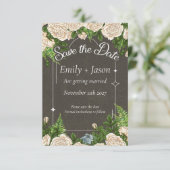 Save the Date Romantisch Rustiek Roos Thema Huweli (Staand voorkant)