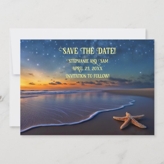 Save the Date Romantisch Strand Kaart (Voorkant)