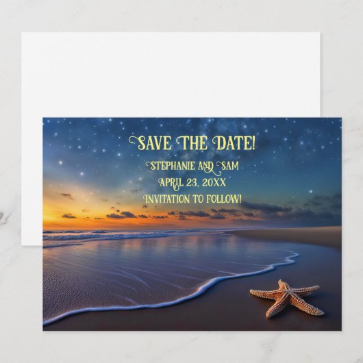 Save the Date Romantisch Strand Kaart (Voorkant / Achterkant)