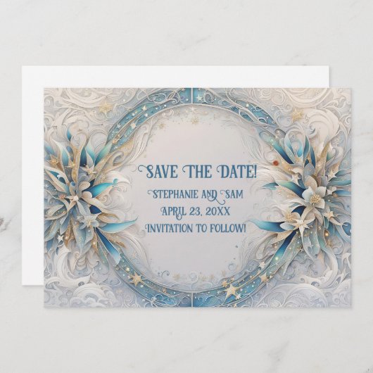 Save the Date Romantische Art Deco Geïnspireerd Kr Kaart (Voorkant / Achterkant)