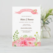 Save the date. Romantische Waterverf Rozen bruilof Kaart (Staand voorkant)