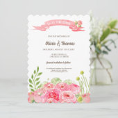 Save the date. Romantische Waterverf Rozen bruilof Kaart (Staand voorkant)