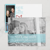 Save the date | roodblauw aankondigingskaart (Voorkant / Achterkant)