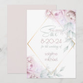 Save the date | Roos Blush Cream Waterverf Peony (Voorkant / Achterkant)