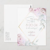 Save the date | Roos Blush Cream Waterverf Peony Briefkaart (Voorkant / Achterkant)