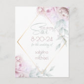 Save the date | Roos Blush Cream Waterverf Peony Briefkaart (Voorkant)