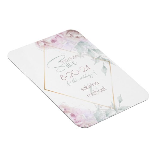 Save the date | Roos Blush Cream Waterverf Peony Magneet (Rechterzijde)