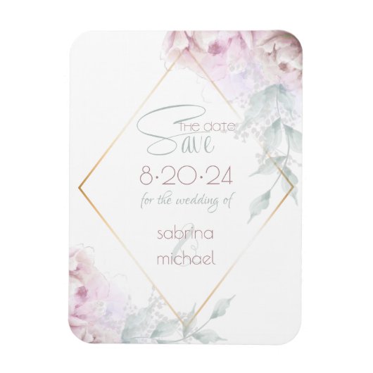 Save the date | Roos Blush Cream Waterverf Peony Magneet (Verticaal)