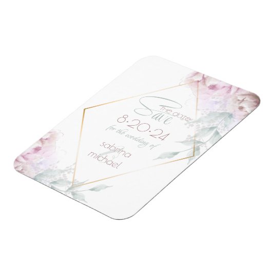 Save the date | Roos Blush Cream Waterverf Peony Magneet (Linkerzijde)