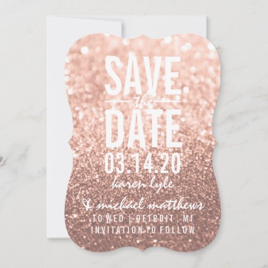 Save the Date | Roos Gold Glitter Fab (Voorkant)