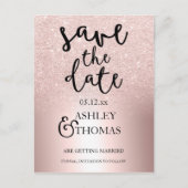 Save the Date Roos goudglitter ombre metallic Aankondigingskaart (Voorkant)