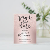 Save the Date Roos goudglitter ombre metallic Aankondigingskaart (Staand voorkant)