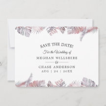 Save the Date Roos Mauve Waterverf Tropisch verlof