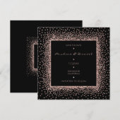 Save The Date Rose Goud Zwart Glitter Monogram Lux (Voorkant / Achterkant)
