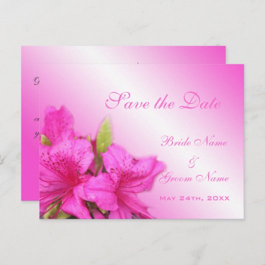 Save the Date, roze bloemenfotokunst Aankondigingskaart (Voorkant / Achterkant)
