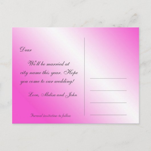 Save the Date, roze bloemenfotokunst Aankondigingskaart (Achterkant)