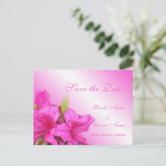 Save the Date, roze bloemenfotokunst Aankondigingskaart (Staand voorkant)