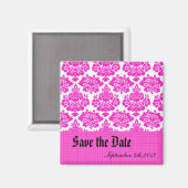 save the date,roze damast magneet (Voorkant / Achterkant)