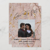 Save The Date |Roze en Gouden Marmer (Voorkant / Achterkant)