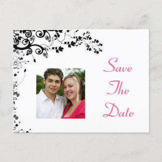 Save The Date roze en zwart Aankondigingskaart