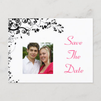 Save The Date roze en zwart Aankondigingskaart