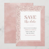 Save the date Roze glitters waterverf uitnodiging (Voorkant / Achterkant)