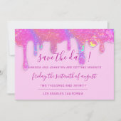 Save The Date Roze Holografische Drips Pastel (Voorkant)
