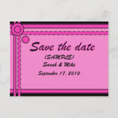 SAVE THE DATE - (Roze & Zwart) -cirkels/lijnen Aankondigingskaart (Voorkant)