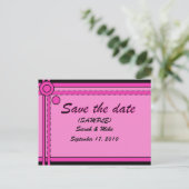 SAVE THE DATE - (Roze & Zwart) -cirkels/lijnen Aankondigingskaart (Staand voorkant)