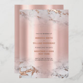 Save The Date Rozegoud Marmer Echt Folie Kaarten (Voorkant / Achterkant)