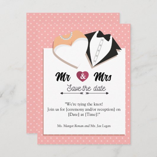 Save the date! RSVP kaartje (Voorkant / Achterkant)