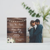 Save The Date Rustic Foto Florale Anemoon (Staand voorkant)
