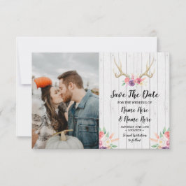Save The Date Rustic Geweien Herten Bloem Foto