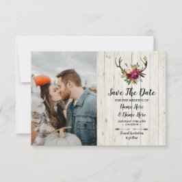 Save The Date Rustic Geweien Herten Bloemen Foto