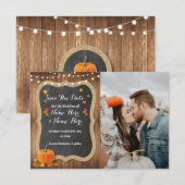 Save the date Rustic Pumpkin Chalk Wood Uitnodigen (Voorkant / Achterkant)