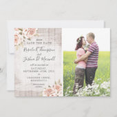 Save The Date Rustic Romantic Roses 4-foto kaart (Voorkant)