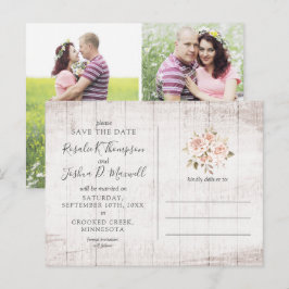 Save The Date Rustic Roses Foto Collage Ansichtkaa Briefkaart