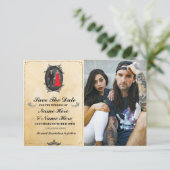 Save The Date Rustic Schedels Fotokaart Gotisch (Staand voorkant)