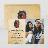Save The Date Rustic Schedels Fotokaart Gotisch (Voorkant / Achterkant)