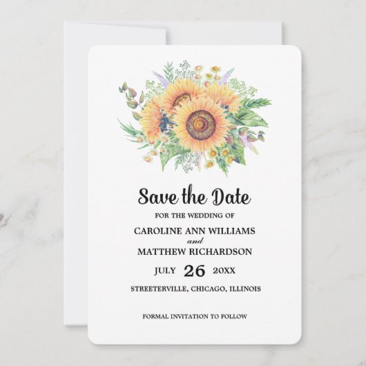 Save the date. Rustic Sunflower Wedding-fotokaart Date (Voorkant)