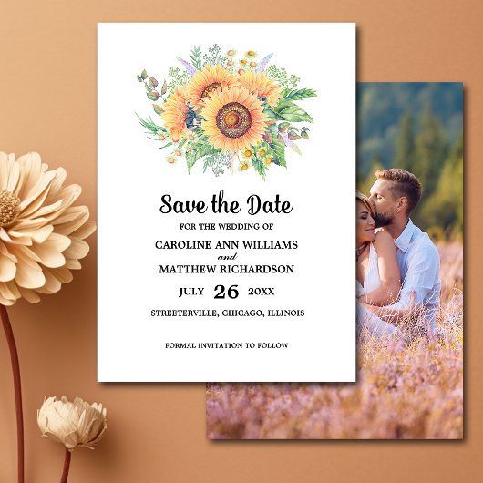 Save the date. Rustic Sunflower Wedding-fotokaart Save The Date