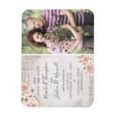 Save The Date Rustic Wood & Romantic Roses Foto Magneet (Verticaal)