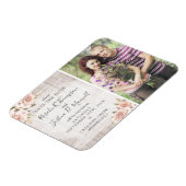 Save The Date Rustic Wood & Romantic Roses Foto Magneet (Linkerzijde)