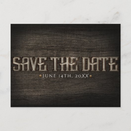 SAVE THE DATE Rustic Wood Western Verloving Briefkaart (Voorkant)