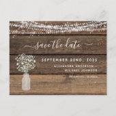 Save the Date Rustieke Boerderij Slingerlichtjes Aankondigingskaart (Voorkant)