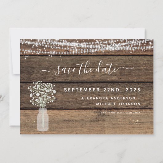 Save the Date Rustieke boerderij String Lights (Voorkant)