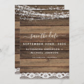 Save the Date Rustieke boerderij String Lights Kaart (Voorkant / Achterkant)