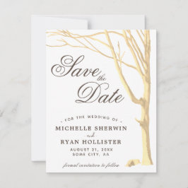 Save The Date Rustieke Boom Script Eenvoudige Witt