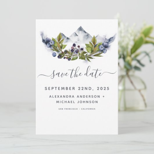 Save the Date Rustieke Bos Waterverf Modern (Staand voorkant)